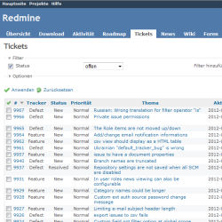 Screenshot von Redmine