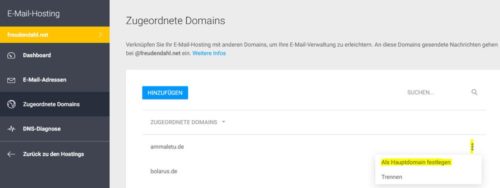 Domain des Mailhostings ändern